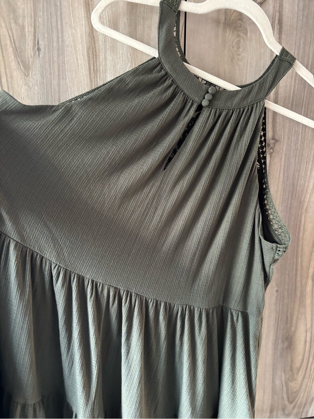 Torrid Olive Crochet Lace Tiered Midi Dress Boho Plus Size 2 18/20 Heavy Flowy - Picture 7 of 13